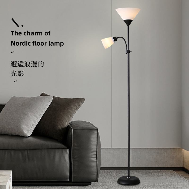 [lamp01] Lampara de pie con brazo para lectura Terracota (Blanco)